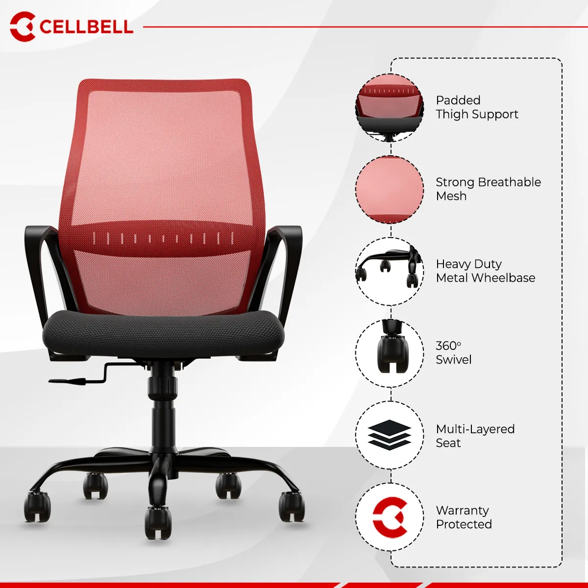 CELLBELL Desire Pro Mesh Mid Back Office Chair