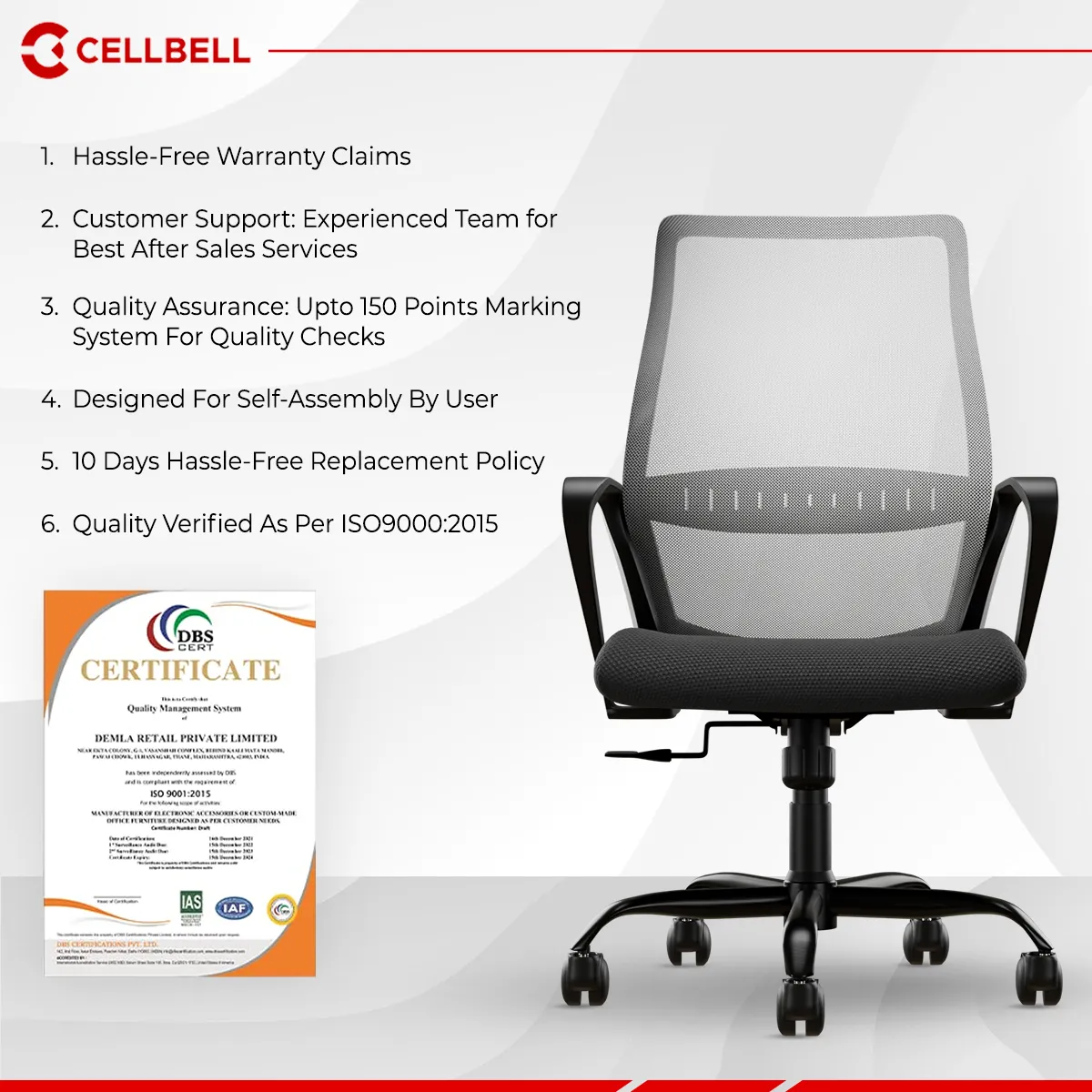 CELLBELL Desire Pro Mesh Mid Back Office Chair
