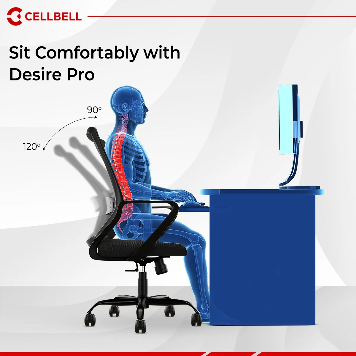 CELLBELL Desire Pro Mesh Mid Back Office Chair