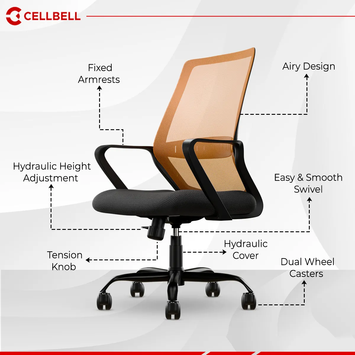 CELLBELL Desire Pro Mesh Mid Back Office Chair
