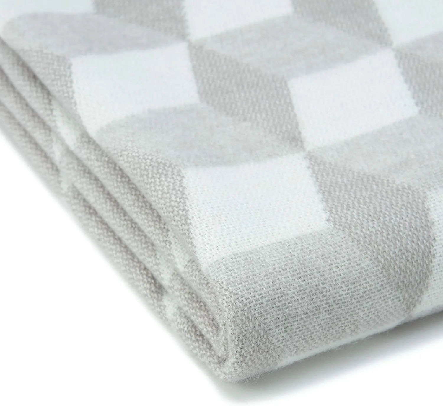 Chanasya Premium Geometric Cube Super Soft Acrylic Throw Blanket with Tassels - Lightweight Modern and Shabby Chic Woven Blanket for Bed Sofa Chair Living Room and Bedroom Decor (50x65 Inches) Gray