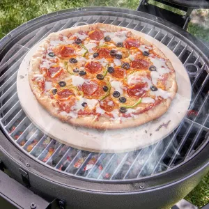 Char-Griller 6202 AKORN Kamado Charcoal Grill 15" Pizza Stone, Ivory