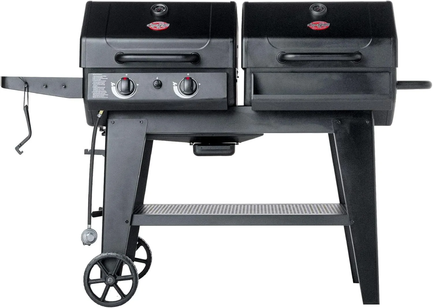 Char-Griller Flex Fuel Plus Gas and Charcoal Grill, Griddle and Smoker