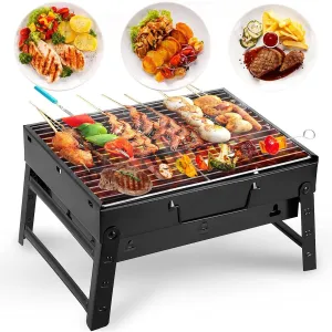 Charcoal Grill, BBQ Grill Folding Portable Lightweight smoker Grill, Barbecue Grill Small desk Tabletop Outdoor Grill for Camping Picnics Garden Beach Party (13.7 x 9.4 x 2.3)inch /(35 x 24 x 6)cm
