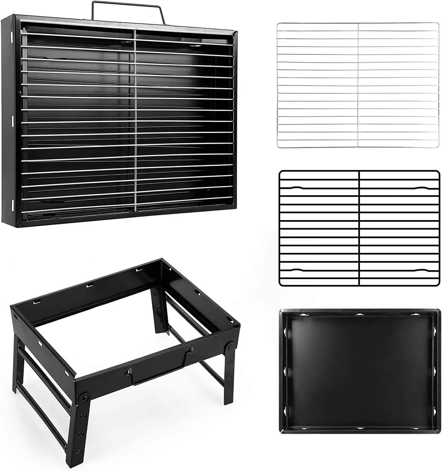 Charcoal Grill, BBQ Grill Folding Portable Lightweight smoker Grill, Barbecue Grill Small desk Tabletop Outdoor Grill for Camping Picnics Garden Beach Party (13.7 x 9.4 x 2.3)inch /(35 x 24 x 6)cm