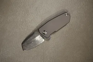 Cheburkov Knife Bulldog, Steel Damascus, Handle Gray Titanium