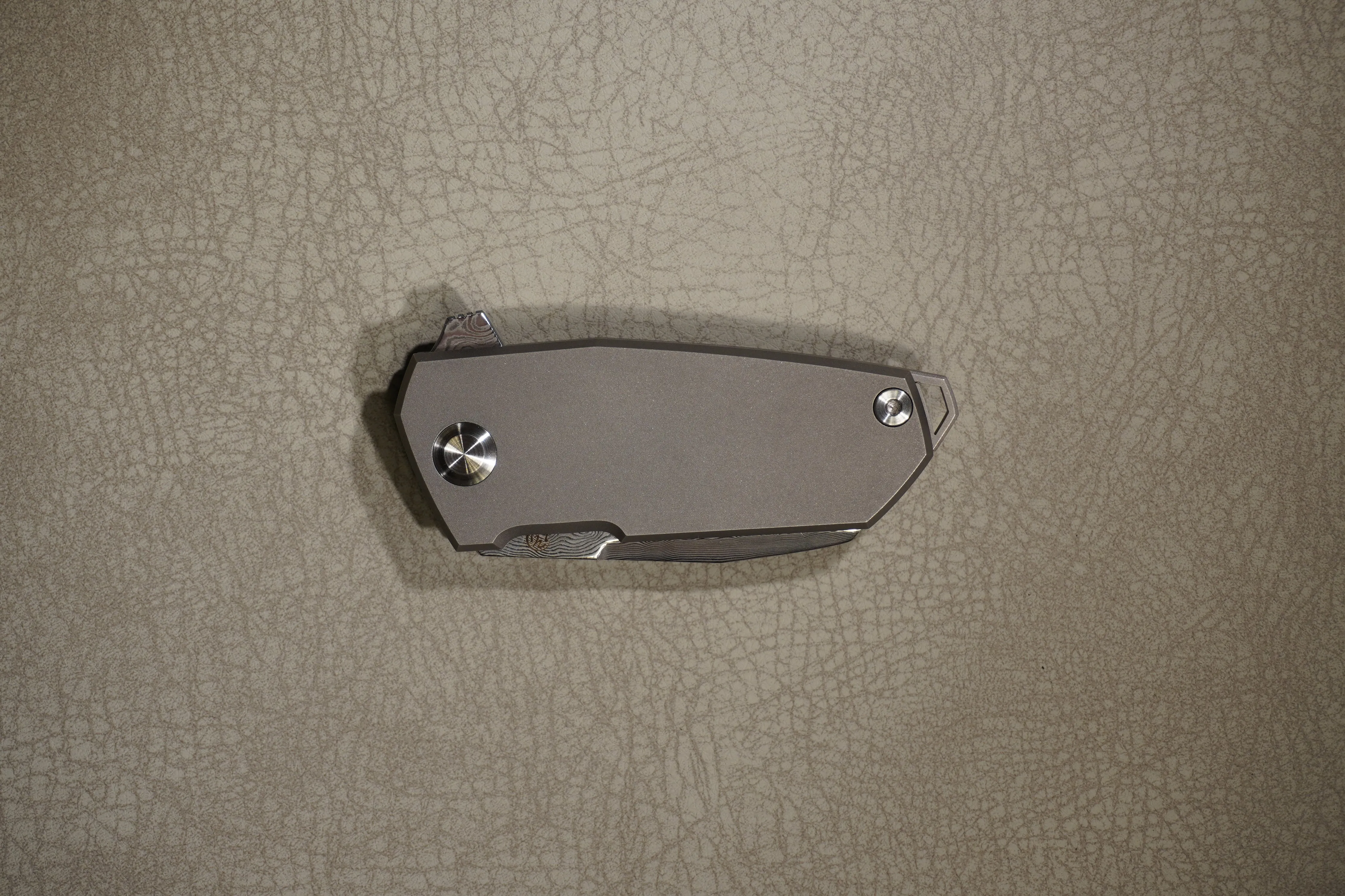 Cheburkov Knife Bulldog, Steel Damascus, Handle Gray Titanium