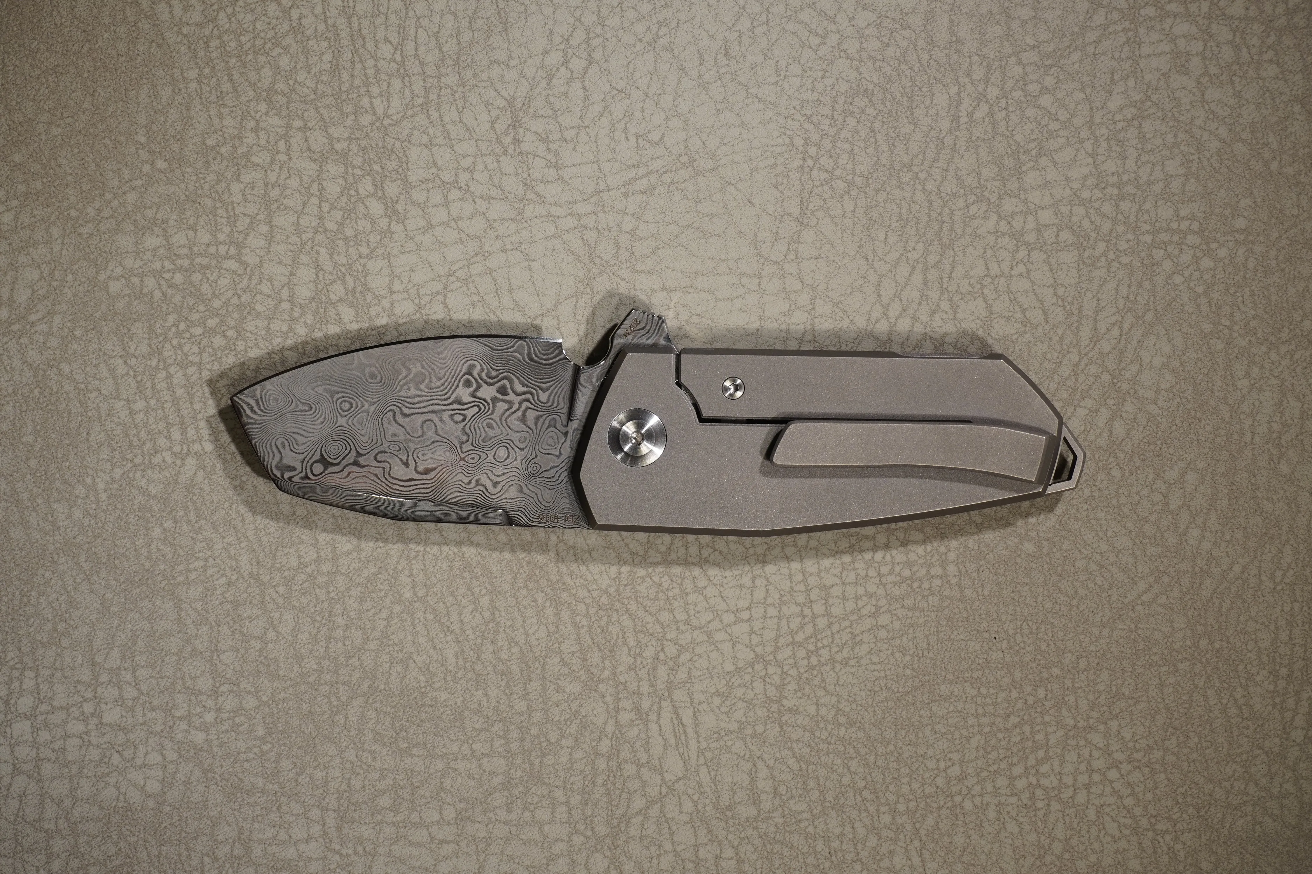 Cheburkov Knife Bulldog, Steel Damascus, Handle Gray Titanium