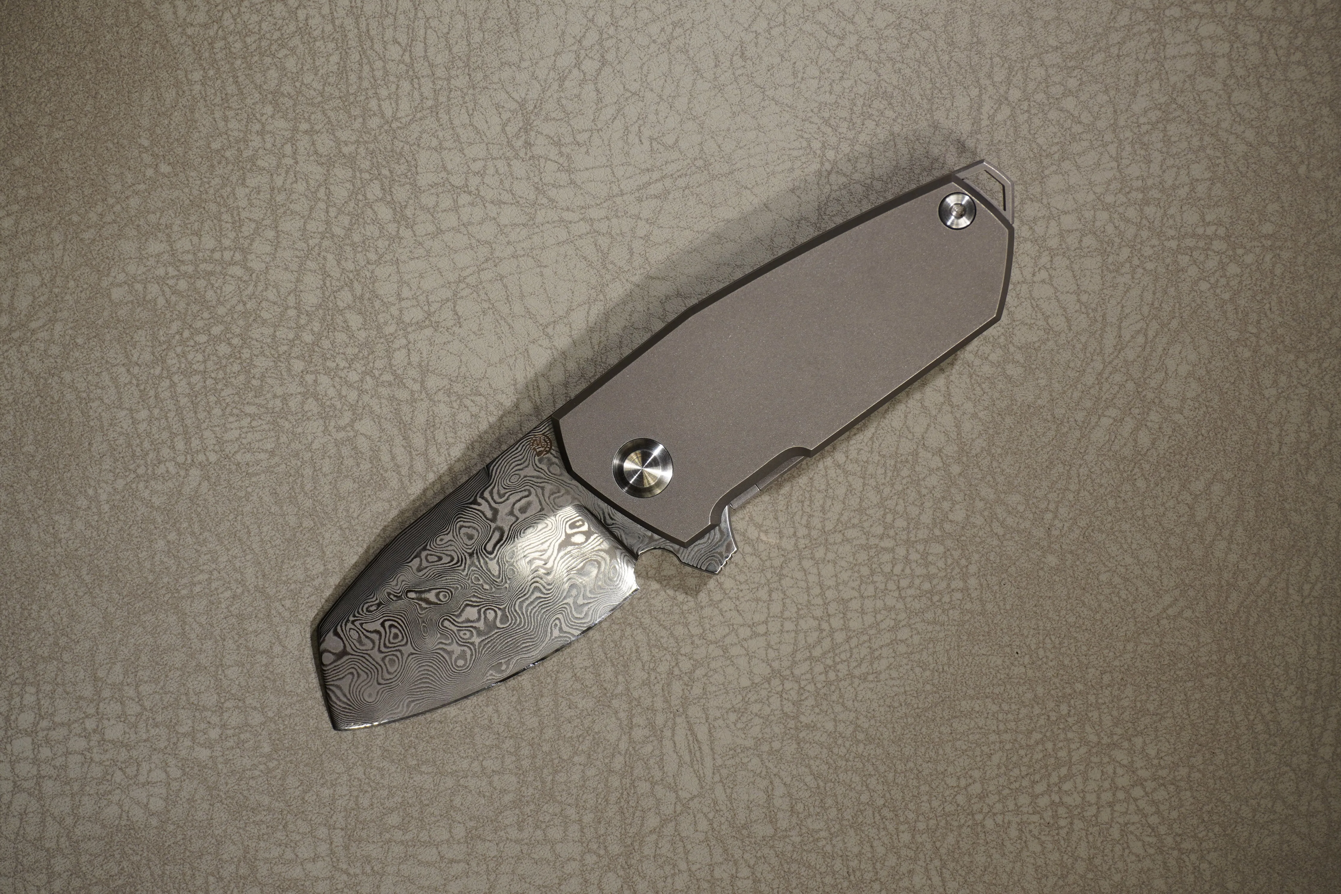Cheburkov Knife Bulldog, Steel Damascus, Handle Gray Titanium