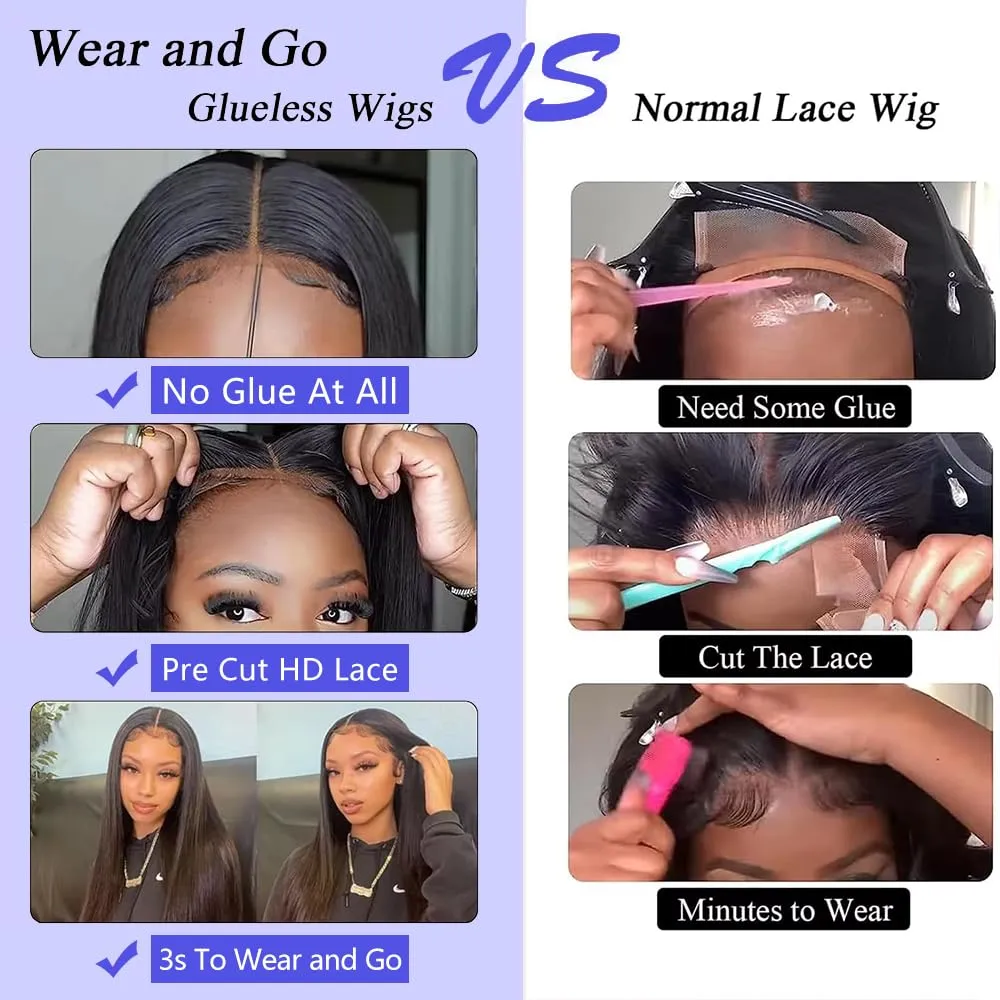 CHEETAHBEAUTY Straight Glueless Wigs Human Hair Pre Plucked 5x5 HD Lace Closure Wigs Human Hair for Black Women Pre Cut Lace for Beginners With Baby Hair 220% Density(18inch)