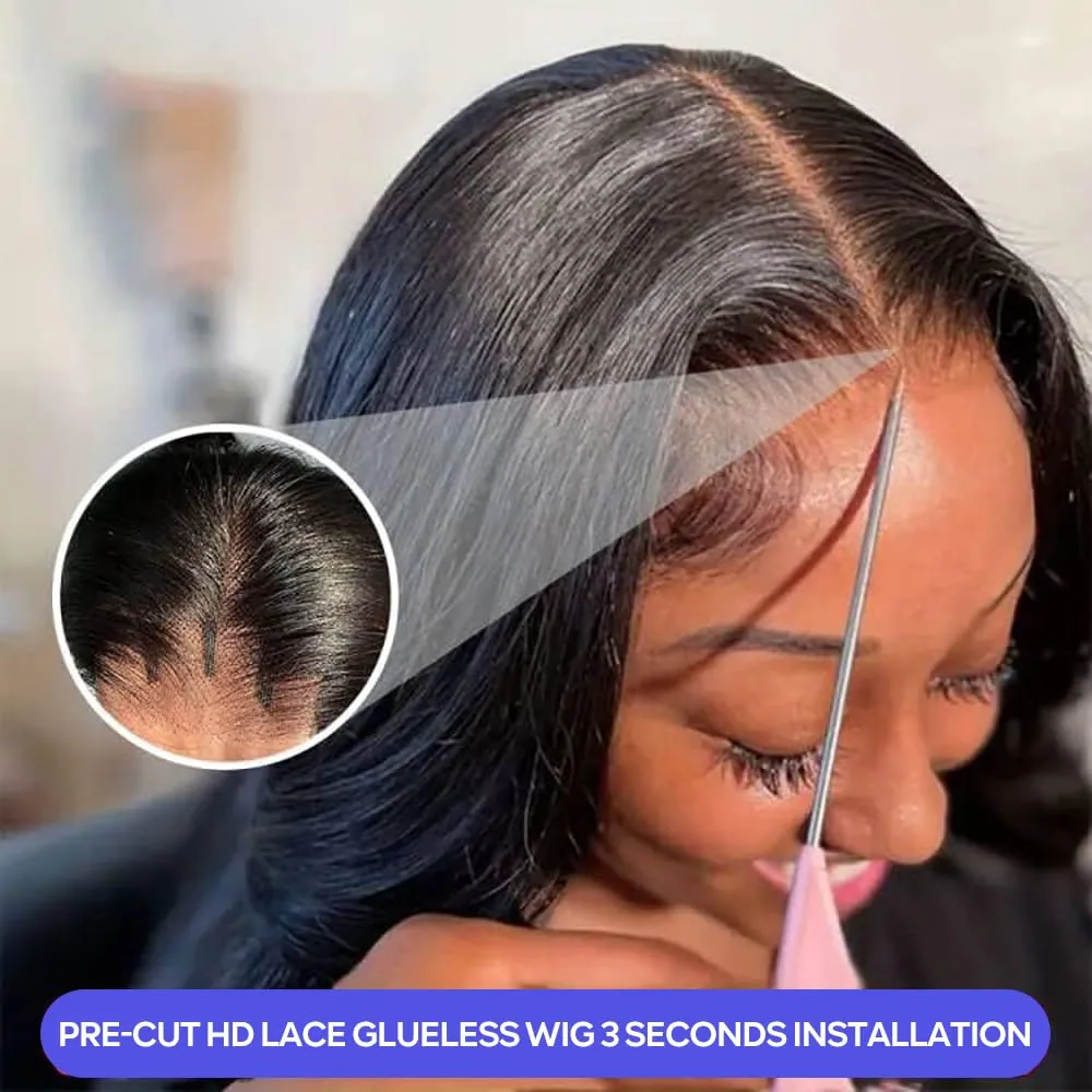 CHEETAHBEAUTY Straight Glueless Wigs Human Hair Pre Plucked 5x5 HD Lace Closure Wigs Human Hair for Black Women Pre Cut Lace for Beginners With Baby Hair 220% Density(18inch)