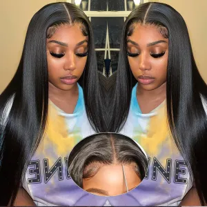 CHEETAHBEAUTY Straight Glueless Wigs Human Hair Pre Plucked 5x5 HD Lace Closure Wigs Human Hair for Black Women Pre Cut Lace for Beginners With Baby Hair 220% Density(18inch)