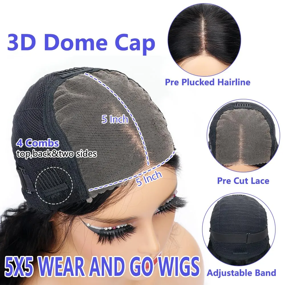 CHEETAHBEAUTY Straight Glueless Wigs Human Hair Pre Plucked 5x5 HD Lace Closure Wigs Human Hair for Black Women Pre Cut Lace for Beginners With Baby Hair 220% Density(18inch)