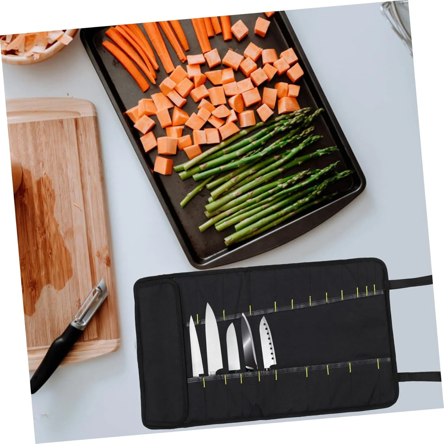Chef Bag Slot Portable Knife Holder Chef Knife Carrying Case for Culinary Enthusiasts Chefs Compact Storage and Travel Bag