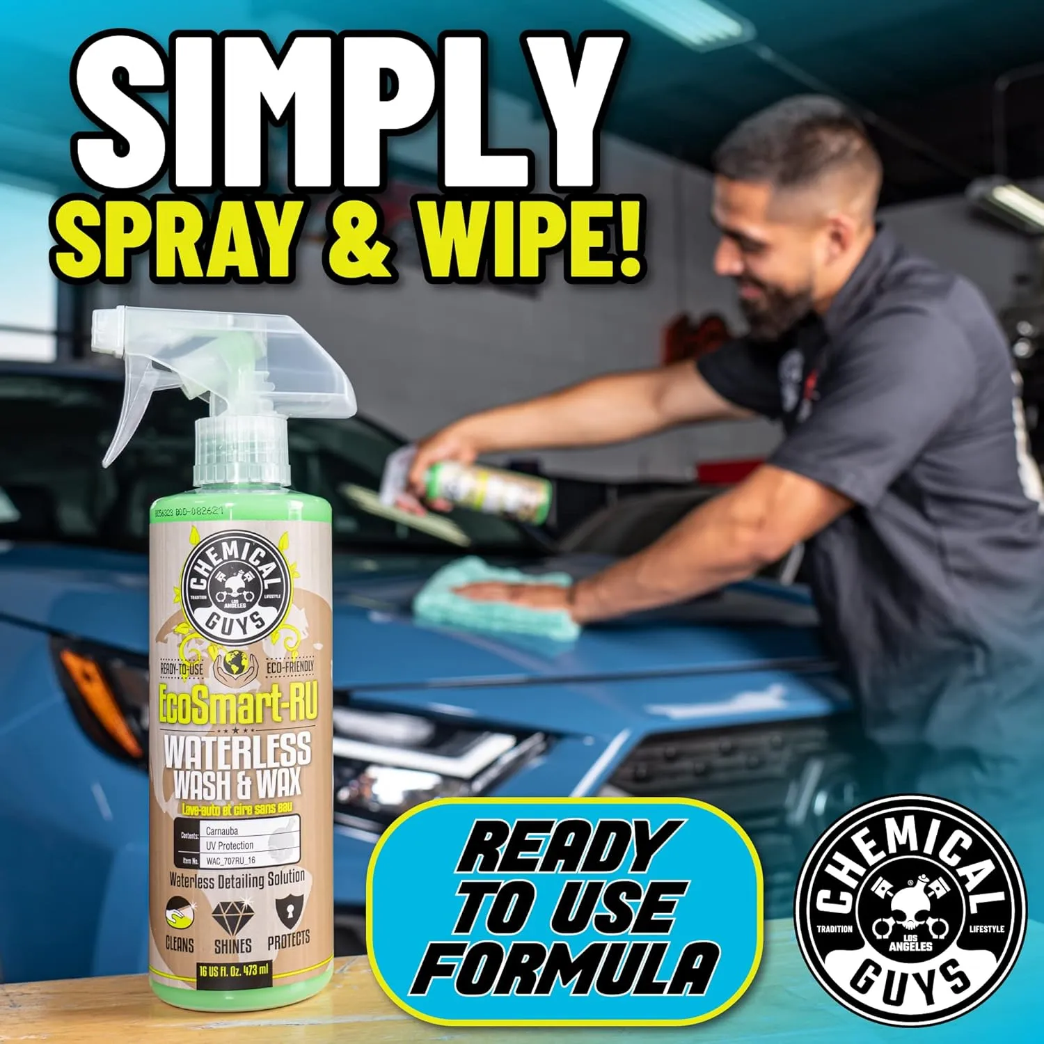 Chemical Guys WAC_707RU EcoSmart Waterless Car Wash & Wax Ready To Use, Safe for Cars, Trucks, SUVs, Motorcycles, RVs & More, 128 fl oz (1 Gallon)