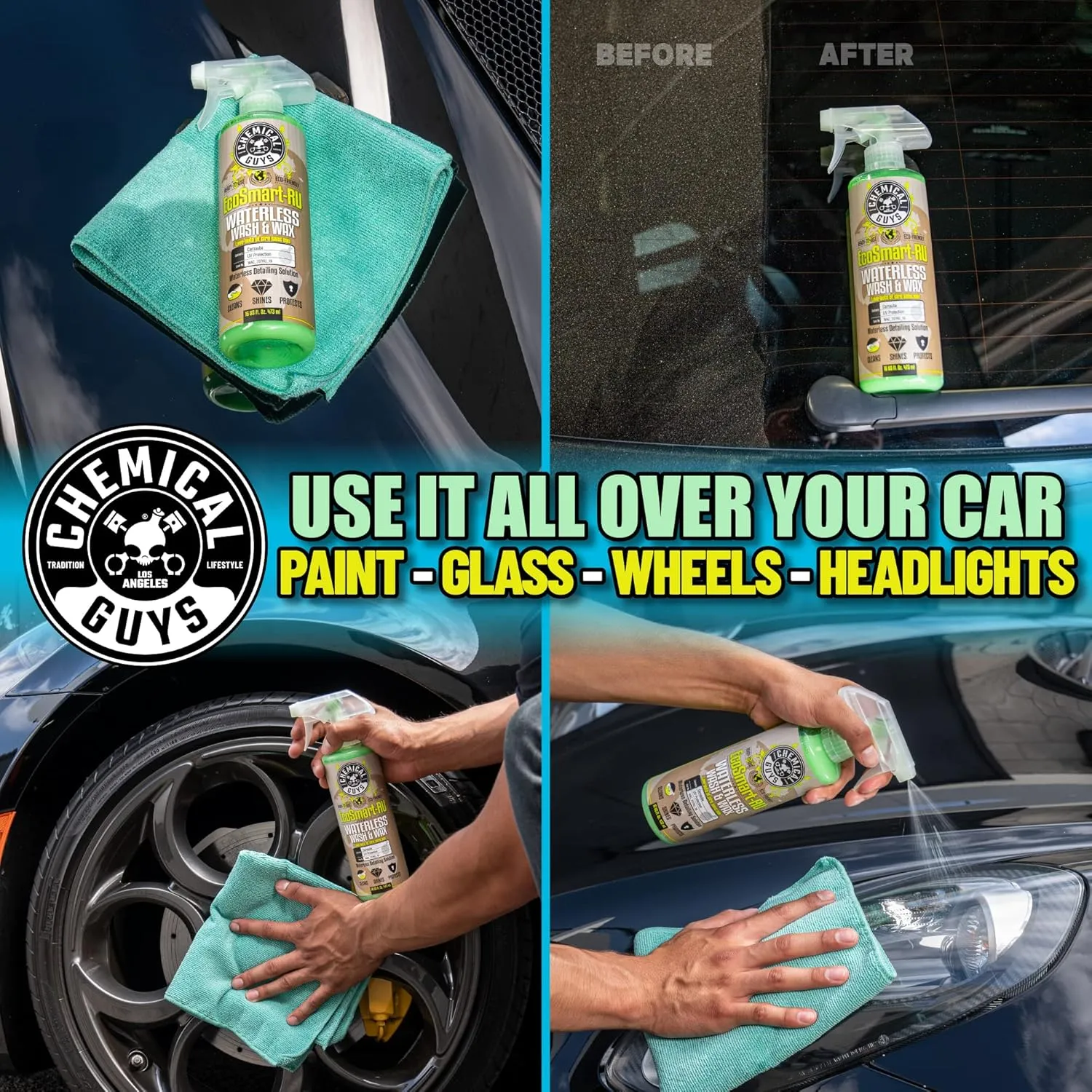 Chemical Guys WAC_707RU EcoSmart Waterless Car Wash & Wax Ready To Use, Safe for Cars, Trucks, SUVs, Motorcycles, RVs & More, 128 fl oz (1 Gallon)