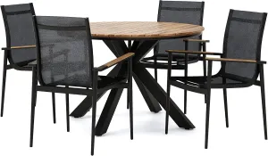 Christopher Knight Home Stetson Outdoor 5 Piece Dining Set - Mesh and Acacia Wood - Black/Teak