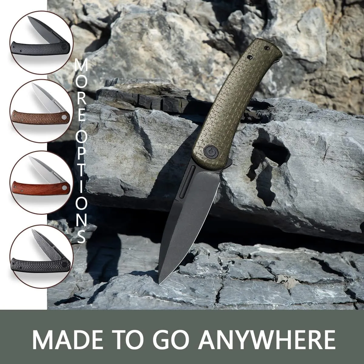 CIVIVI Cetos Folding Knife, 3.48-in 14C28N Blade Spear Point with Coarse Micarta Scale Flipper Knife Frame Lock, Pocket EDC Outdoor Knives for Camping, Hiking, Hunting C21025B-3