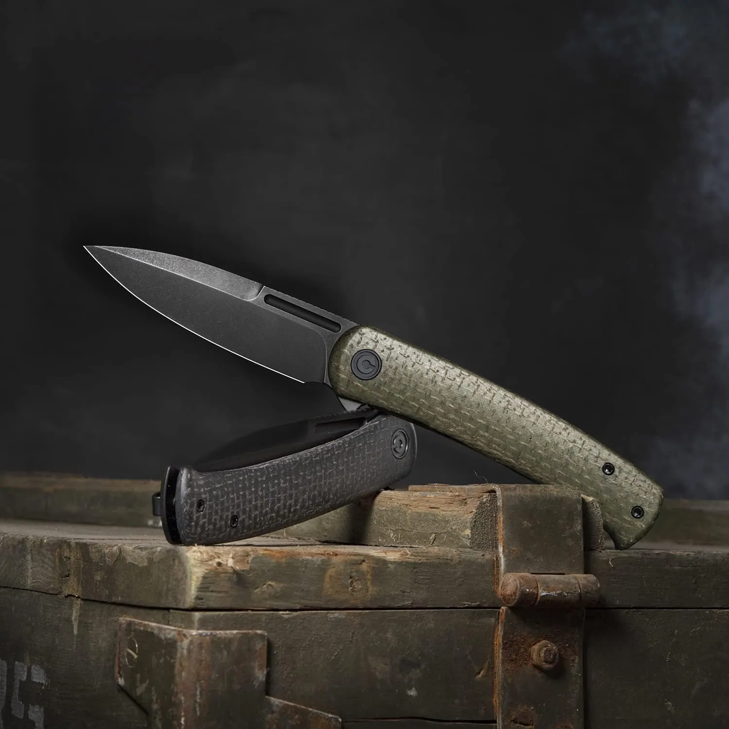 CIVIVI Cetos Folding Knife, 3.48-in 14C28N Blade Spear Point with Coarse Micarta Scale Flipper Knife Frame Lock, Pocket EDC Outdoor Knives for Camping, Hiking, Hunting C21025B-3