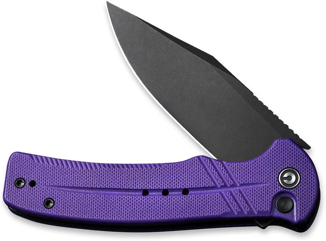 CIVIVI Cogent Button Lock Flipper Pocket Knife, 14C28N Blade G10 Handle, Good for Outdoor EDC Camping C20038D-2 (Purple)