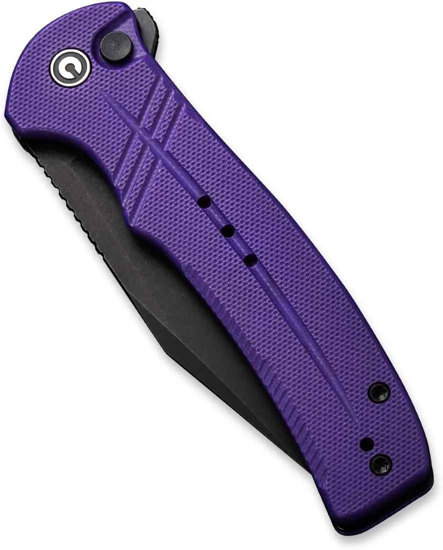 CIVIVI Cogent Button Lock Flipper Pocket Knife, 14C28N Blade G10 Handle, Good for Outdoor EDC Camping C20038D-2 (Purple)