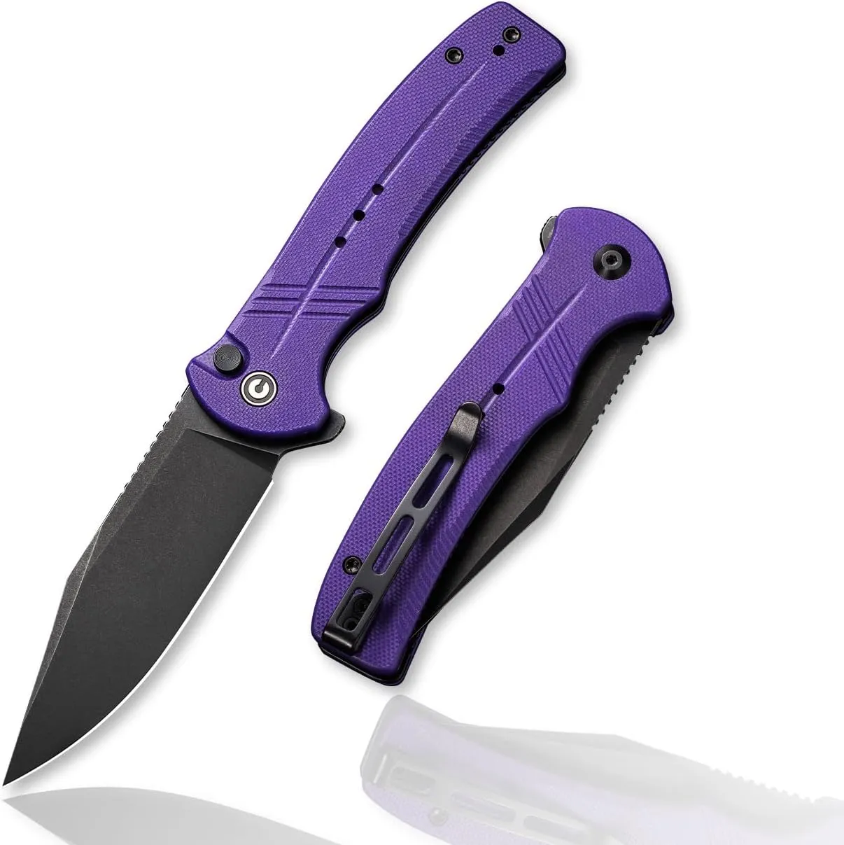 CIVIVI Cogent Button Lock Flipper Pocket Knife, 14C28N Blade G10 Handle, Good for Outdoor EDC Camping C20038D-2 (Purple)