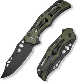 CIVIVI Pocket Knife for Men, Biophase Flipper Tactical Folding Knife, 3.48" Nitro-V Blade Aluminum with G-10 Handle, Lightweight Skeletonized EDC Knife for Camping Hunting, C23083C-2 (OD Green)