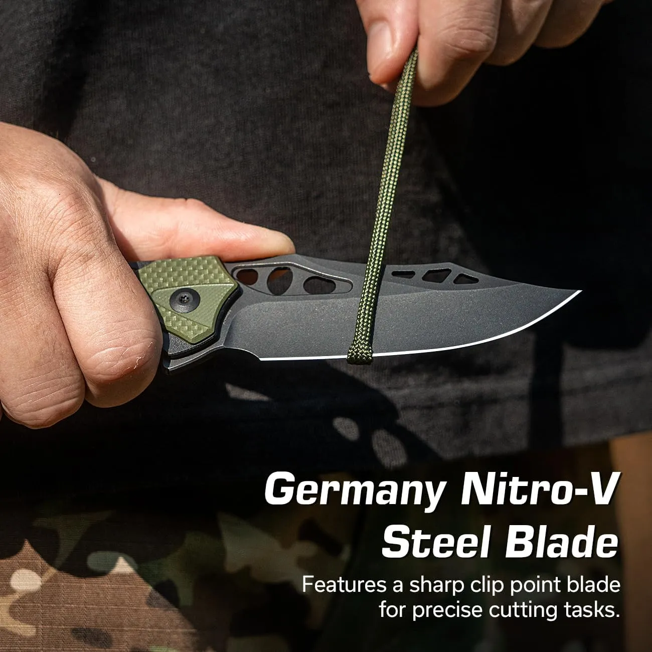 CIVIVI Pocket Knife for Men, Biophase Flipper Tactical Folding Knife, 3.48" Nitro-V Blade Aluminum with G-10 Handle, Lightweight Skeletonized EDC Knife for Camping Hunting, C23083C-2 (OD Green)