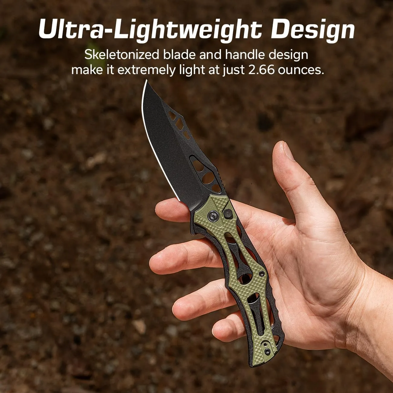 CIVIVI Pocket Knife for Men, Biophase Flipper Tactical Folding Knife, 3.48" Nitro-V Blade Aluminum with G-10 Handle, Lightweight Skeletonized EDC Knife for Camping Hunting, C23083C-2 (OD Green)