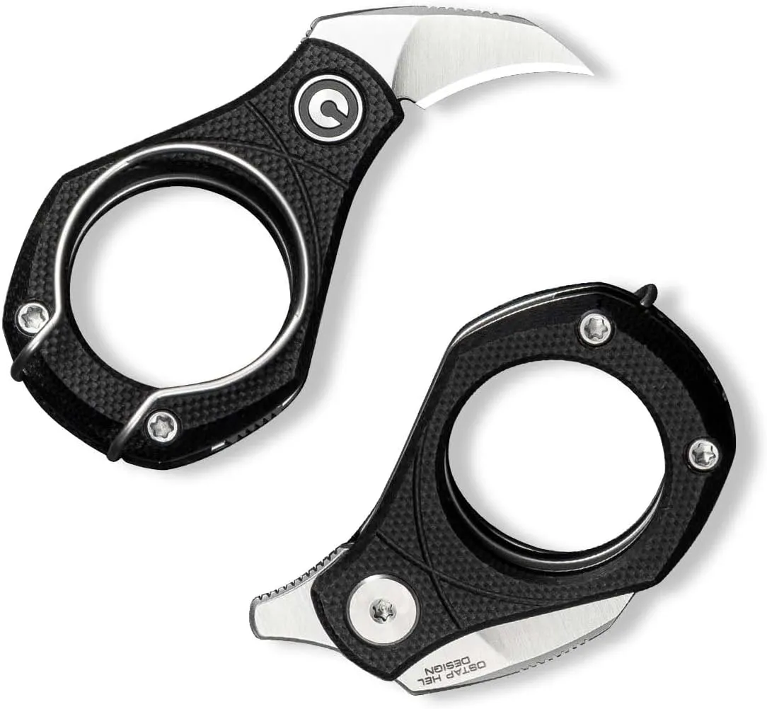 CIVIVI Pyrus Mini EDC Folding Utility Knife, Compact Keychain Box Cutter with 14C28N Blade & Ringed G10 Handle, Christmas Stocking Stuffers Gift for Men Women C23038-2 (Black)