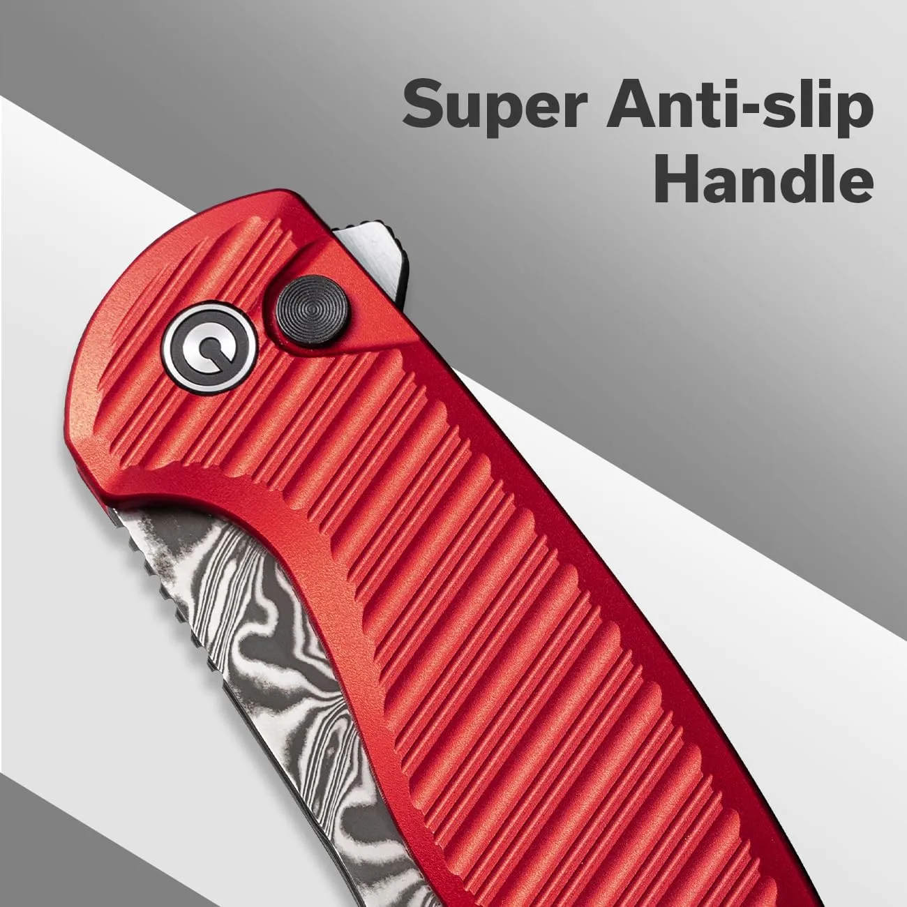 CIVIVI Stormhowl Pocket Knife, Folding Knife with 3.3" Damascus Steel Blade Aluminum Handle Flipper and Button Opener Cool Knife for Gift,EDC C23040B-DS1