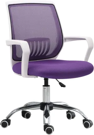 Classic Office Chair Mesh Back Swivel Office Chair Conference Room Chair with Lumbar Support and Fixed Armrests Desk Task Chair(Purple)