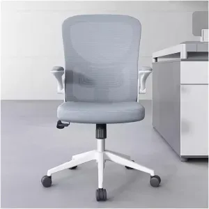 Classic Office Chair Simple Modern Staff Chair Can Be Rotated with Armrests Backrest Mesh Parlor Negotiation Chair Desk Task Chair(Gris)