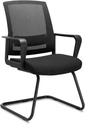CLATINA Waiting and Guest Chairs for Conference Room with Lumbar Support and Mid Back Mesh Space Air Grid Series Black 1 Pack