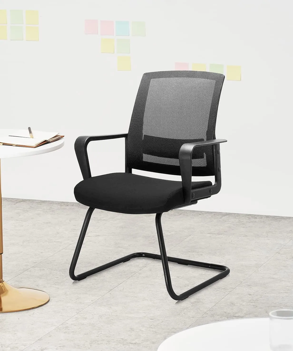 CLATINA Waiting and Guest Chairs for Conference Room with Lumbar Support and Mid Back Mesh Space Air Grid Series Black 1 Pack