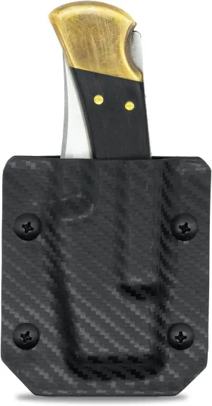Clip & Carry Kydex Sheath for The Buck 110 & Buck 112 Pocket Knife - Made in USA - Belt Holster Case - Carbon Fiber Black