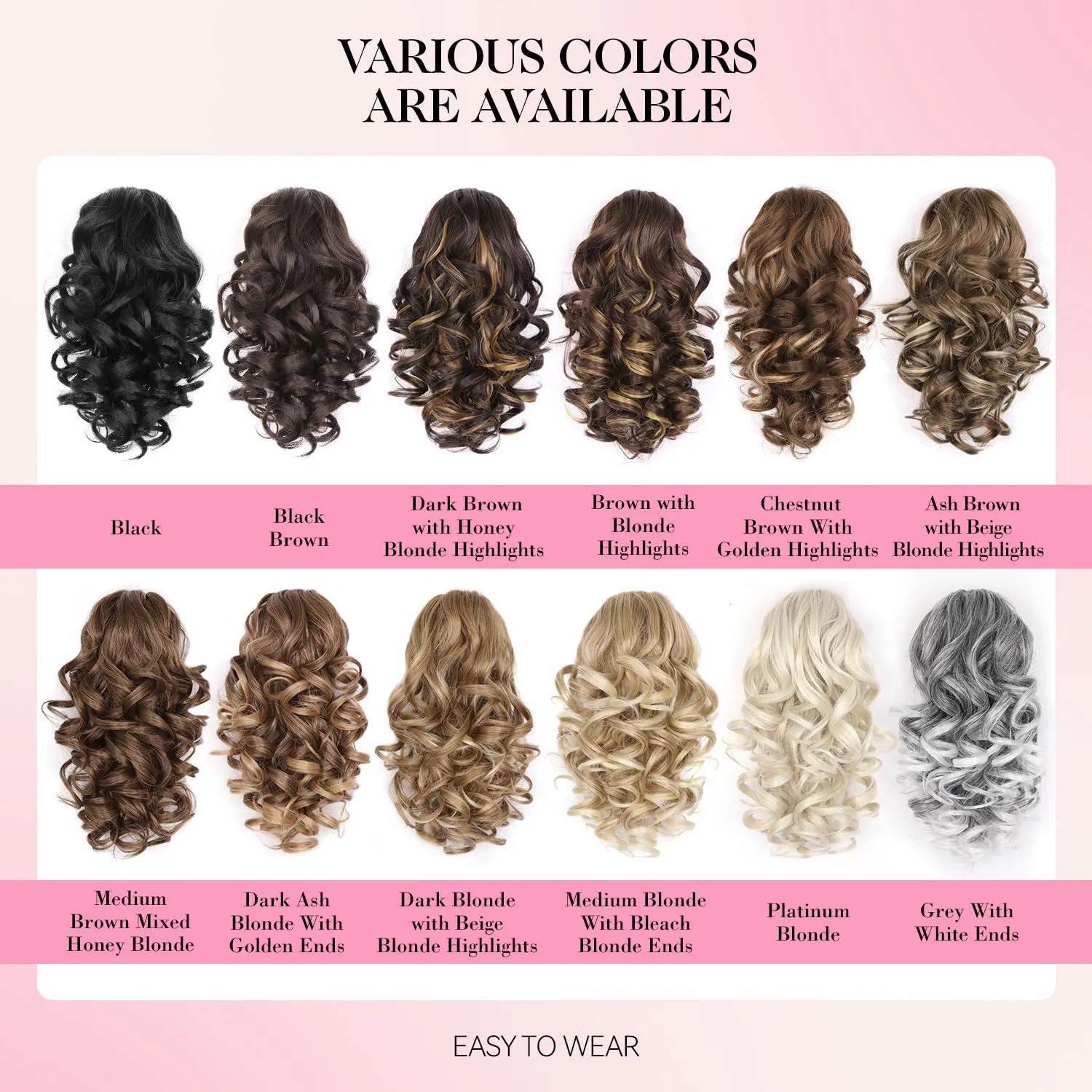 Clip on Ponytails for Women - 12 Inch Curly Ponytail Extension, Wavy Pony Tails Hair Extensions, Synthetic Hair Extensions Ponytail, Clip in Ponytail (Color: Chestnut Brown With Golden Highlights)