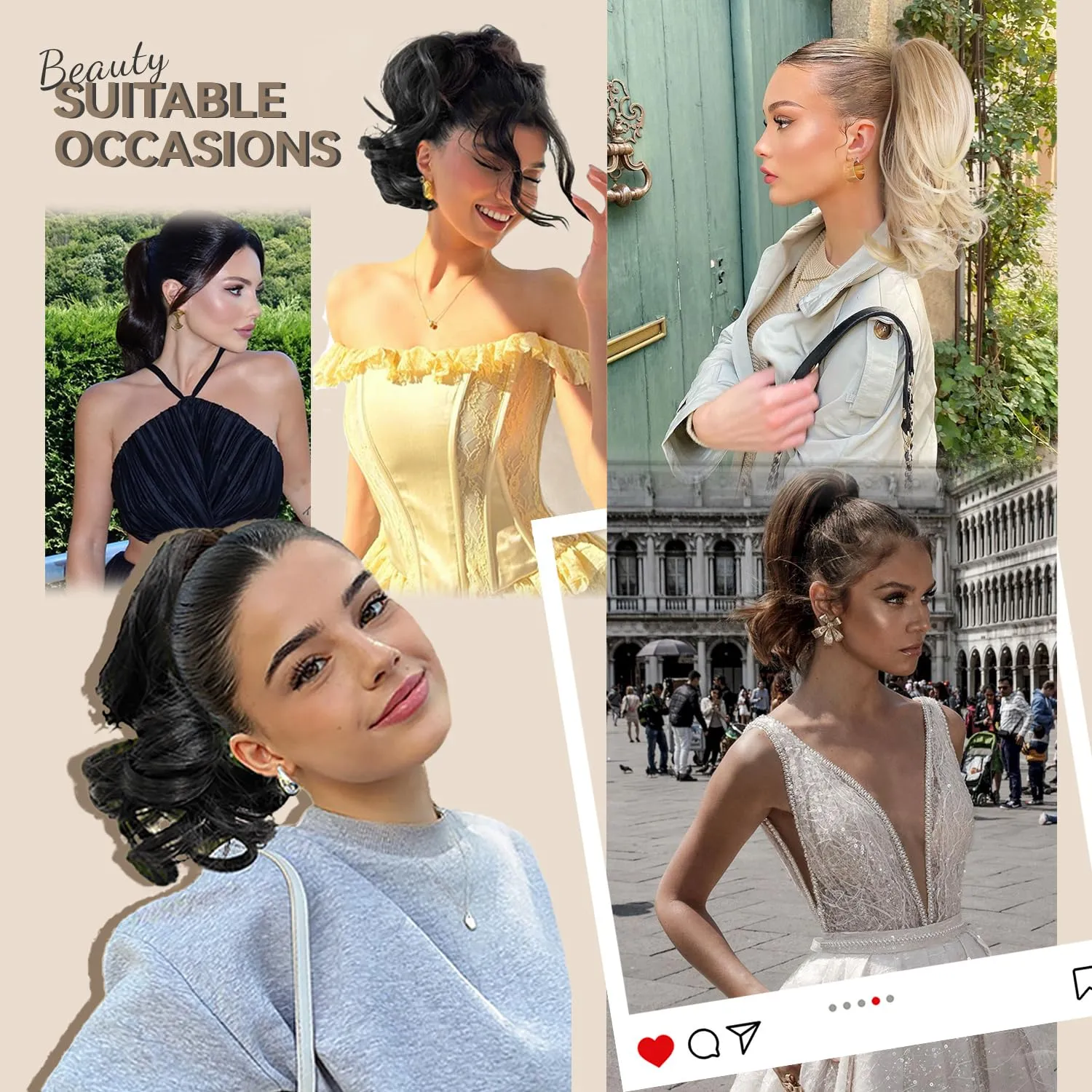 Clip on Ponytails for Women - 14 Inch Curly Ponytail Extension, Wavy Pony Tails Hair Extensions, Synthetic Hair Extensions Ponytail, Clip in Ponytail (Color: Dark Ash Blonde With Golden Ends)