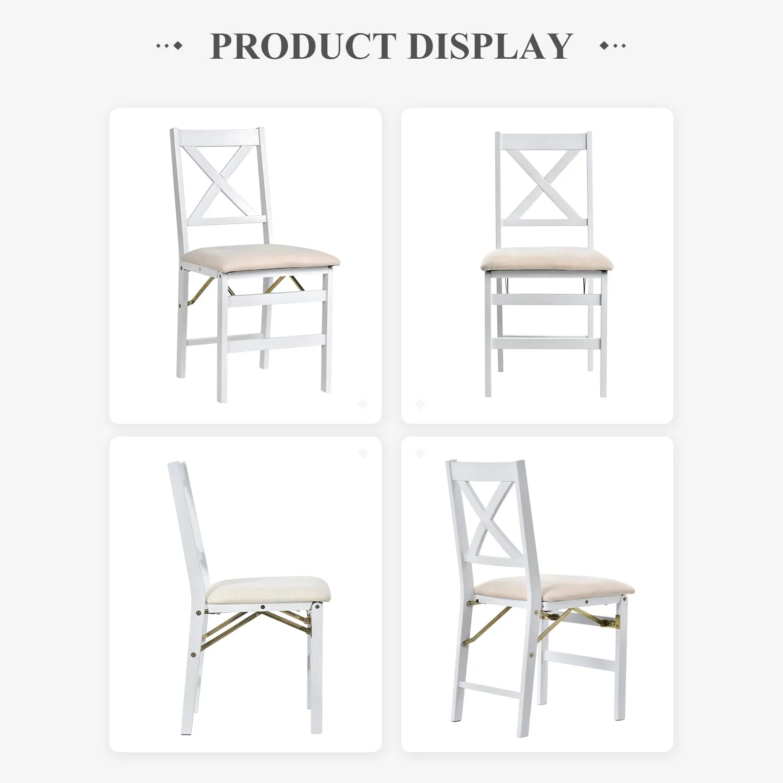 COLAMY Folding Dining Chairs Set of 6, Foldable Chairs with Padded Seats, Wood Folding Dining Room Chairs for Dinner, Kitchen, Party, Camping, White