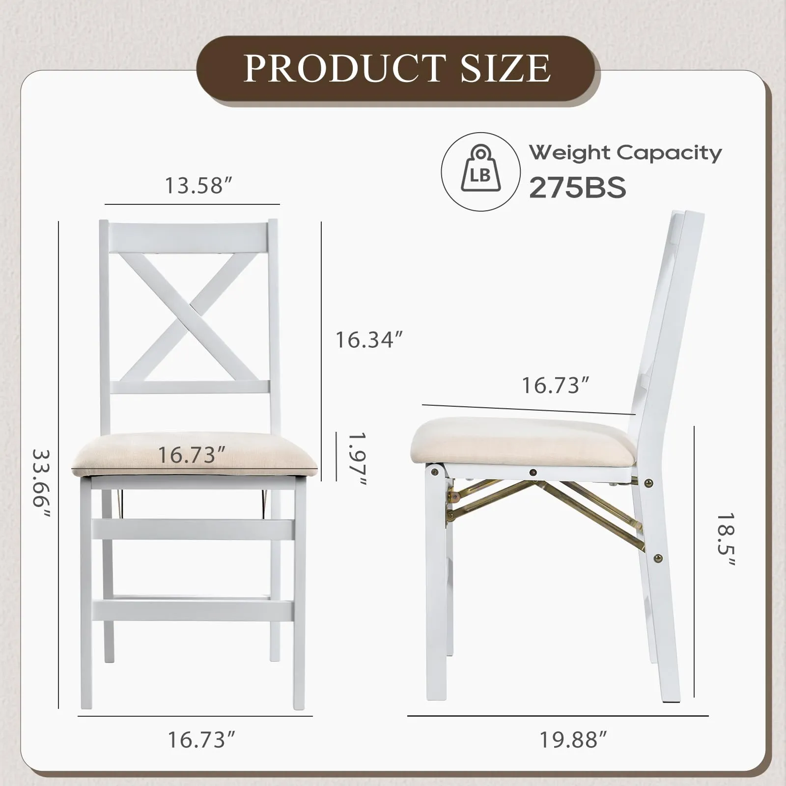 COLAMY Folding Dining Chairs Set of 6, Foldable Chairs with Padded Seats, Wood Folding Dining Room Chairs for Dinner, Kitchen, Party, Camping, White