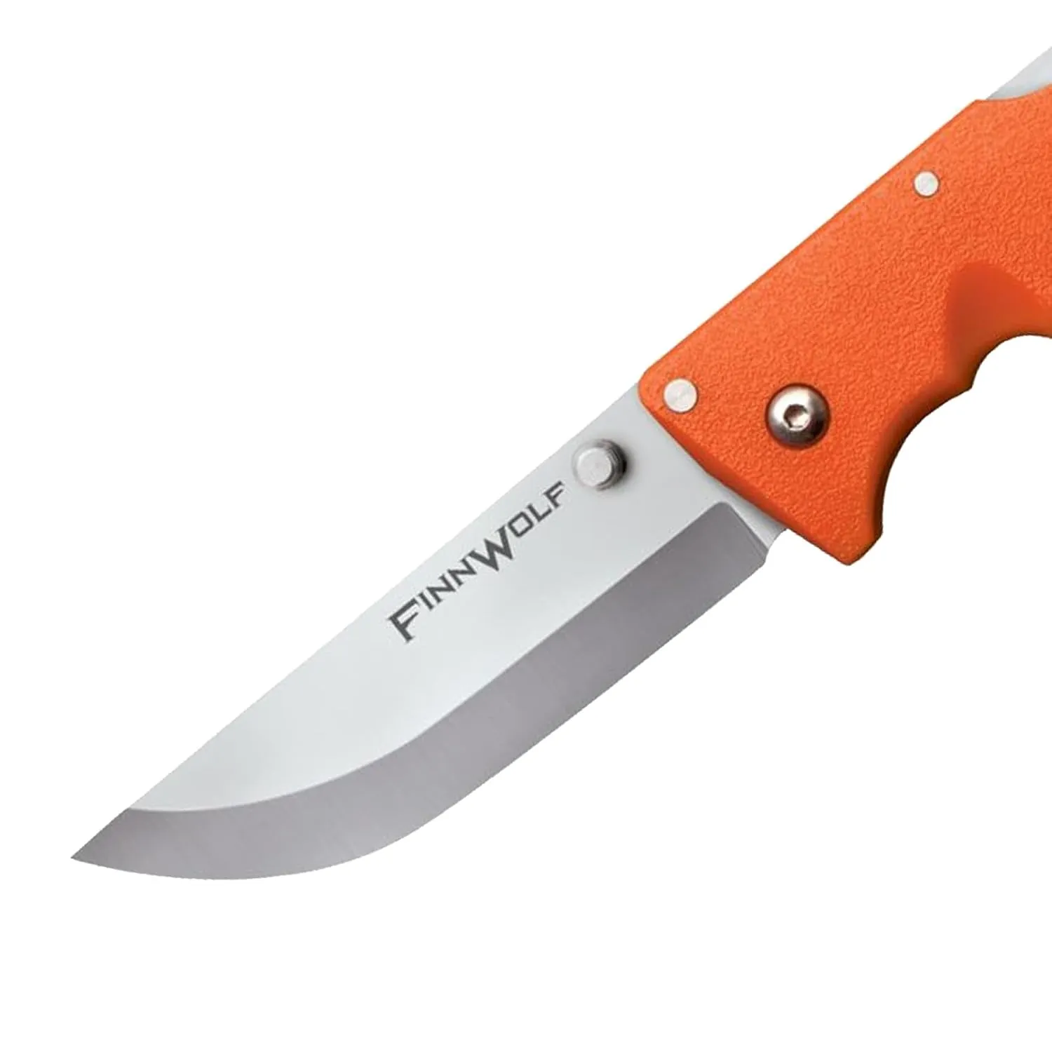Cold Steel Finn Wolf 3.5in AUS8A Razor-Sharp Straight Back Blade 4.375in Griv-Ex Blaze Orange Handle Hunting Folding Knife, Blister Pack
