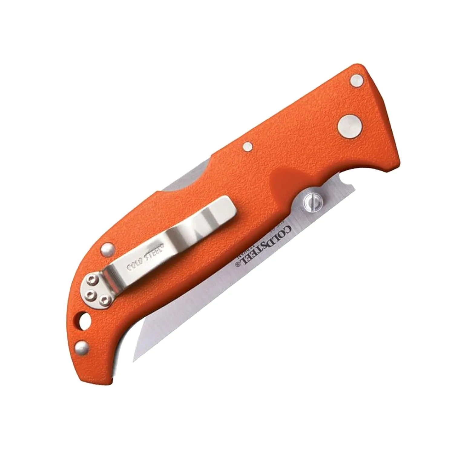 Cold Steel Finn Wolf 3.5in AUS8A Razor-Sharp Straight Back Blade 4.375in Griv-Ex Blaze Orange Handle Hunting Folding Knife, Blister Pack