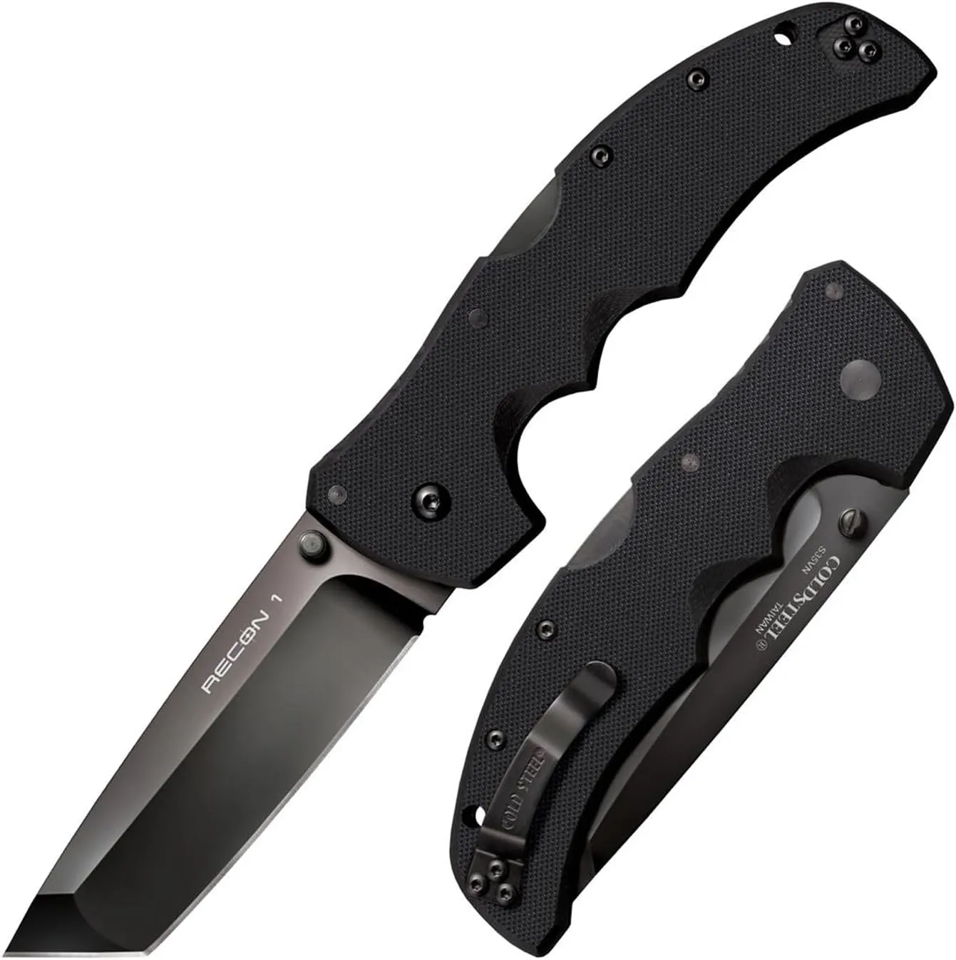 Cold Steel Recon 1 4" S35VN Razor-Sharp Blade 5.375" G-10 Handle Tactical Folding Knife w/Tri-Ad Lock, Ambidextrous Pocket/Belt Clip