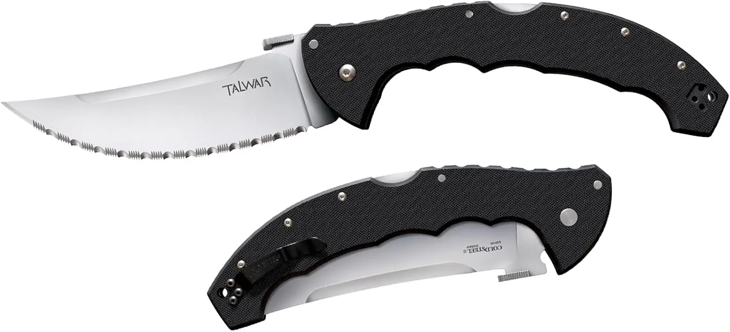 Cold Steel Talwar S35VN Steel Ultra-Sharp Blade G10 Handle Everyday Carry Tactical Pocket Folding Knife with Tri-Ad Locking Mechanism