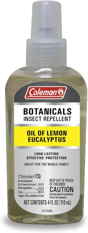 Coleman Insect Repellent Spray – Botanicals Non-DEET Lemon Eucalyptus Insect Repellent Pump Spray, Protection Against Ticks, Mosquitoes, chiggers, gnats, Ideal for Camping, Outdoor Activities, 4floz