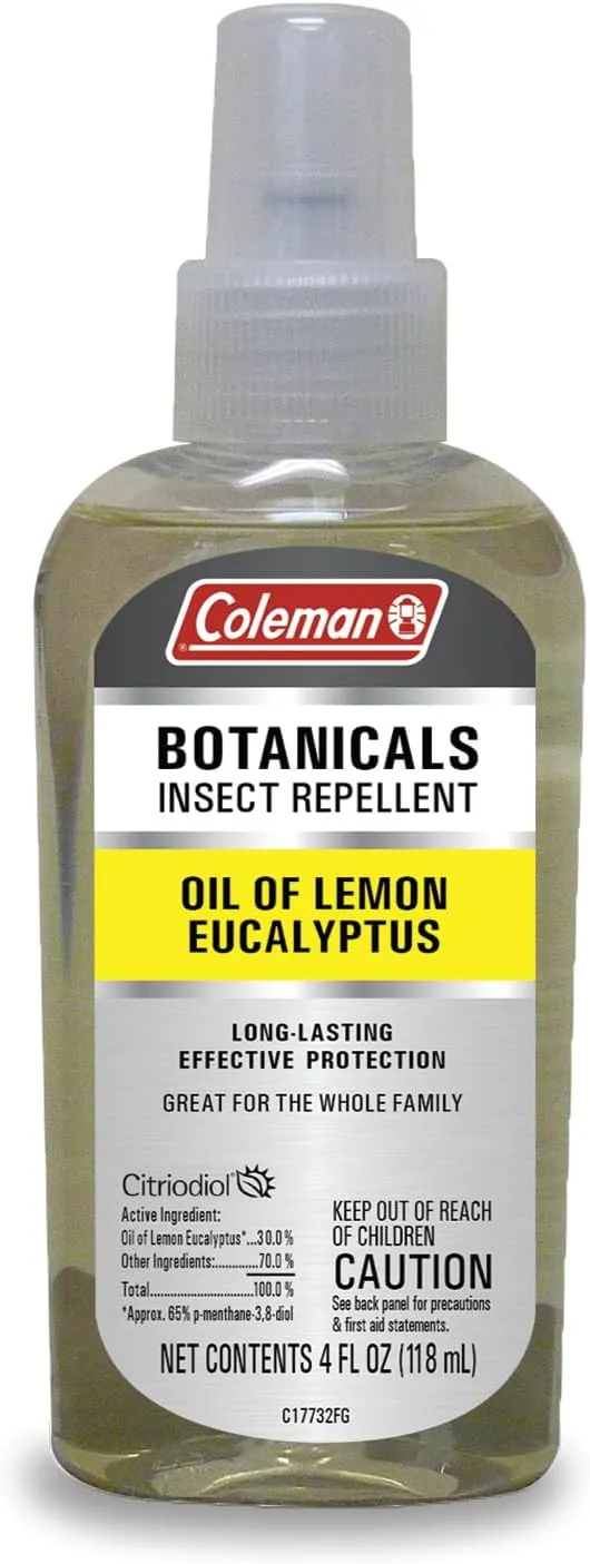 Coleman Insect Repellent Spray – Botanicals Non-DEET Lemon Eucalyptus Insect Repellent Pump Spray, Protection Against Ticks, Mosquitoes, chiggers, gnats, Ideal for Camping, Outdoor Activities, 4floz