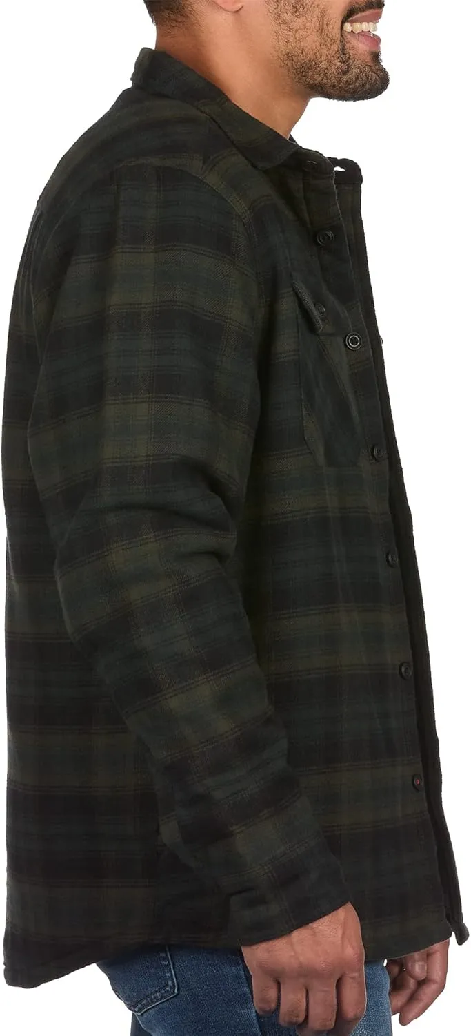 Coleman Sherpa Lined Yukon Flannel Shirt Jackets with Corduroy Trim Red/Charcoal Large