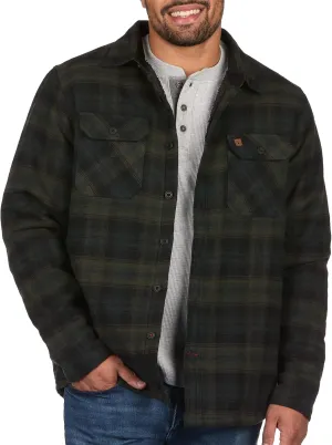Coleman Sherpa Lined Yukon Flannel Shirt Jackets with Corduroy Trim Red/Charcoal Large