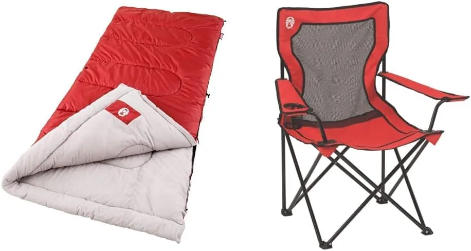 Coleman Sleeping Bag | 30°F Palmetto Sleeping Bag | Cool Weather Sleeping Bag, Red