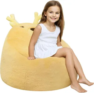 COMAX Bean Bag Chairs for Kids, Toddler BeanBag Sofa with Filler Bean Couch Stuffed for Boys and Girls, Lazy Floor Chair for Playroom, Nursery Room, Deer